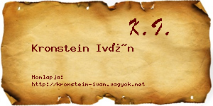 Kronstein Iván névjegykártya